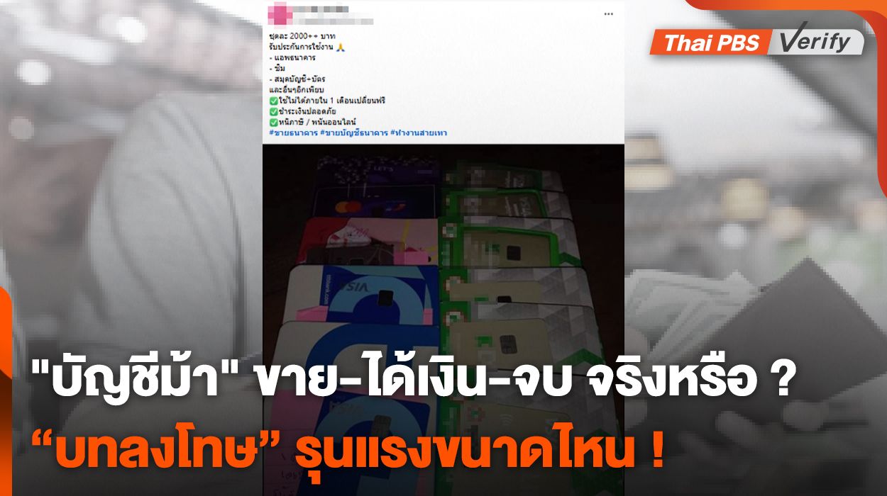 "บัญชีม้า" ขาย-ได้เงิน-จบ จริงหรือ ?