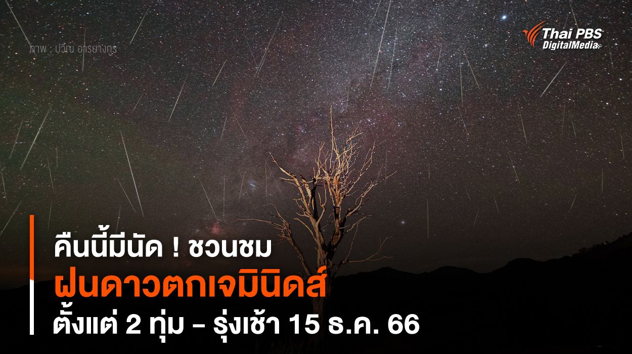 คืนนี้มีนัด ! ชวนชม “ฝนดาวตกเจมินิดส์” ตั้งแต่ 2 ทุ่ม - รุ่งเช้า 15 ธ.ค. 66