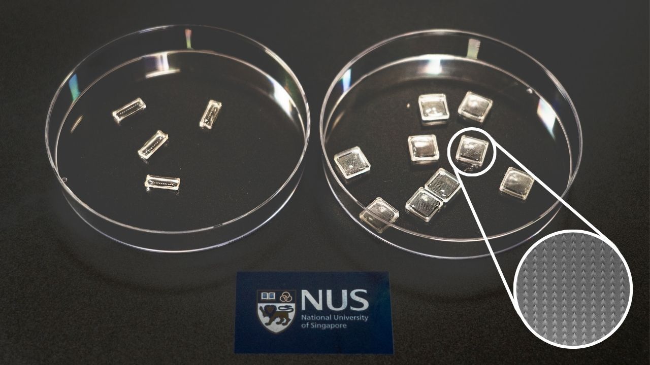 ภาพขยายลักษณะของ ปุ๋ยแผ่นแปะ แบบ Microneedle