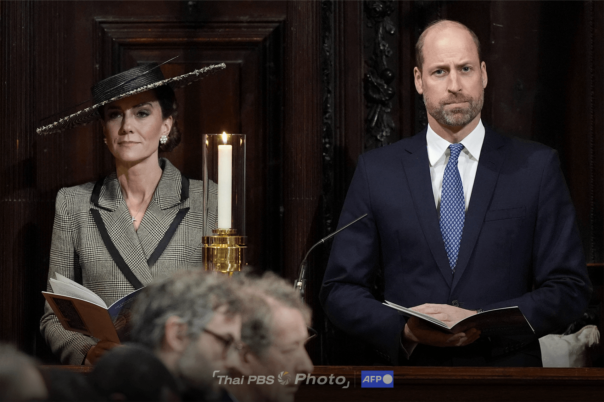 เจ้าชายวิลเลียม พระโอรสแห่งราชวงศ์อังกฤษ และพระชายาแคทเธอรีน ณ พิธีแต่งตั้งอาร์ชบิชอปแห่งแคนเทอร์เบอรี (ภาพ: Jordan Pettitt /AFP)