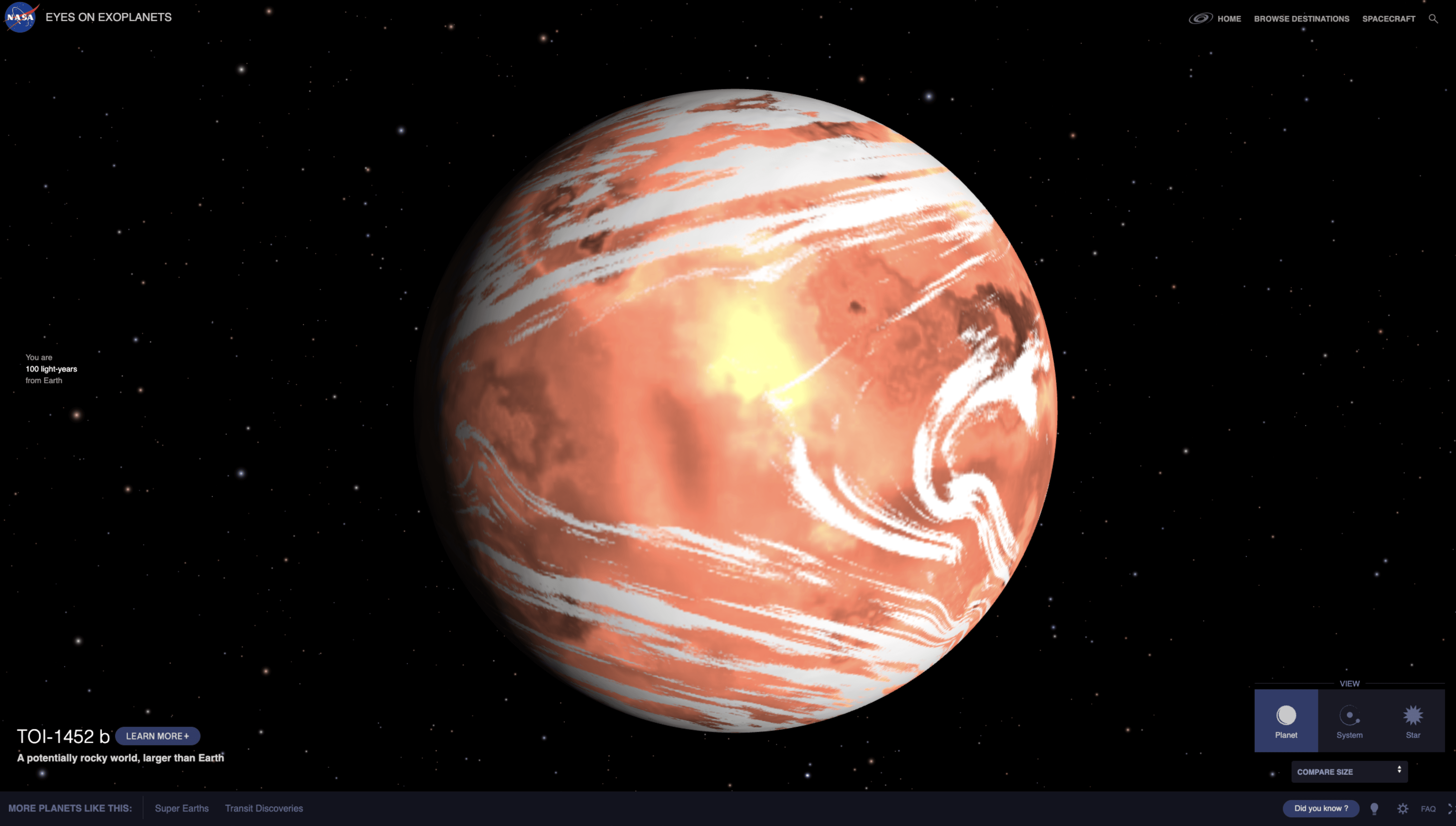 ภาพจริงของดาวเคราะห์นอกระบบ TOI-1452 b เครดิต : NASA