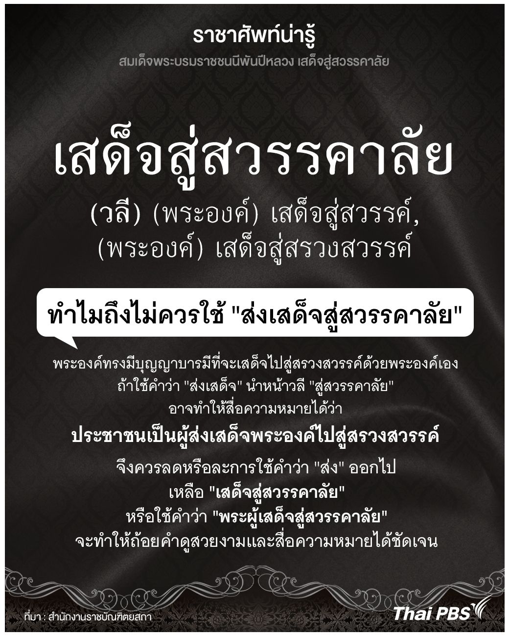 รู้จักความหมายและการใช้คำว่า "เสด็จสู่สวรรคาลัย"