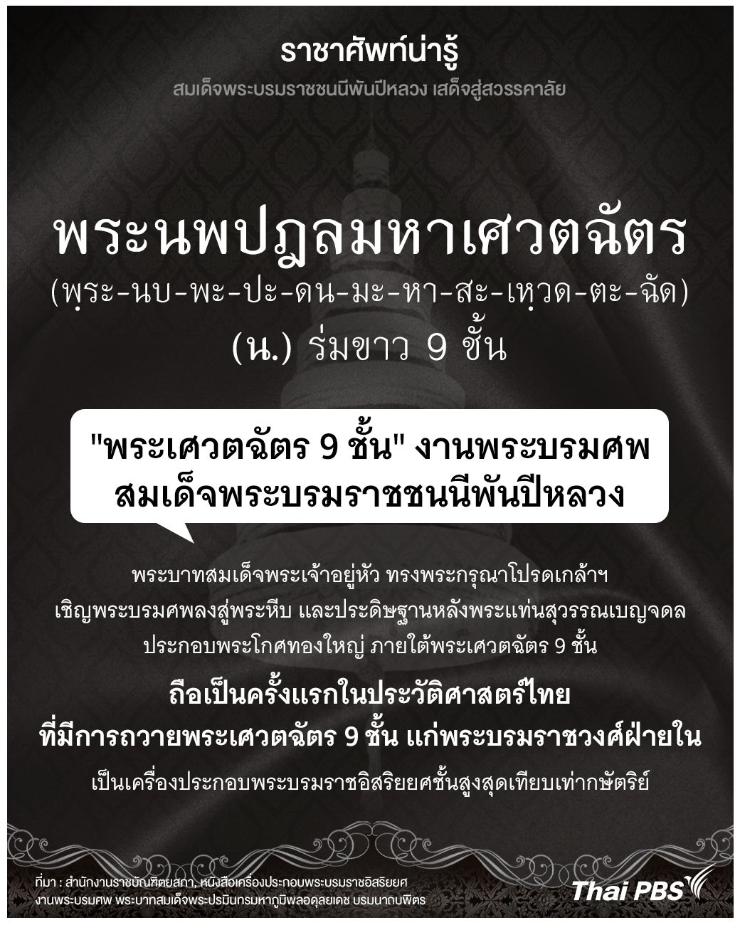 ความหมายและการใช้คำว่า "พระนพปฎลมหาเศวตฉัตร" และ "พระเศวตฉัตร 9 ชั้น"