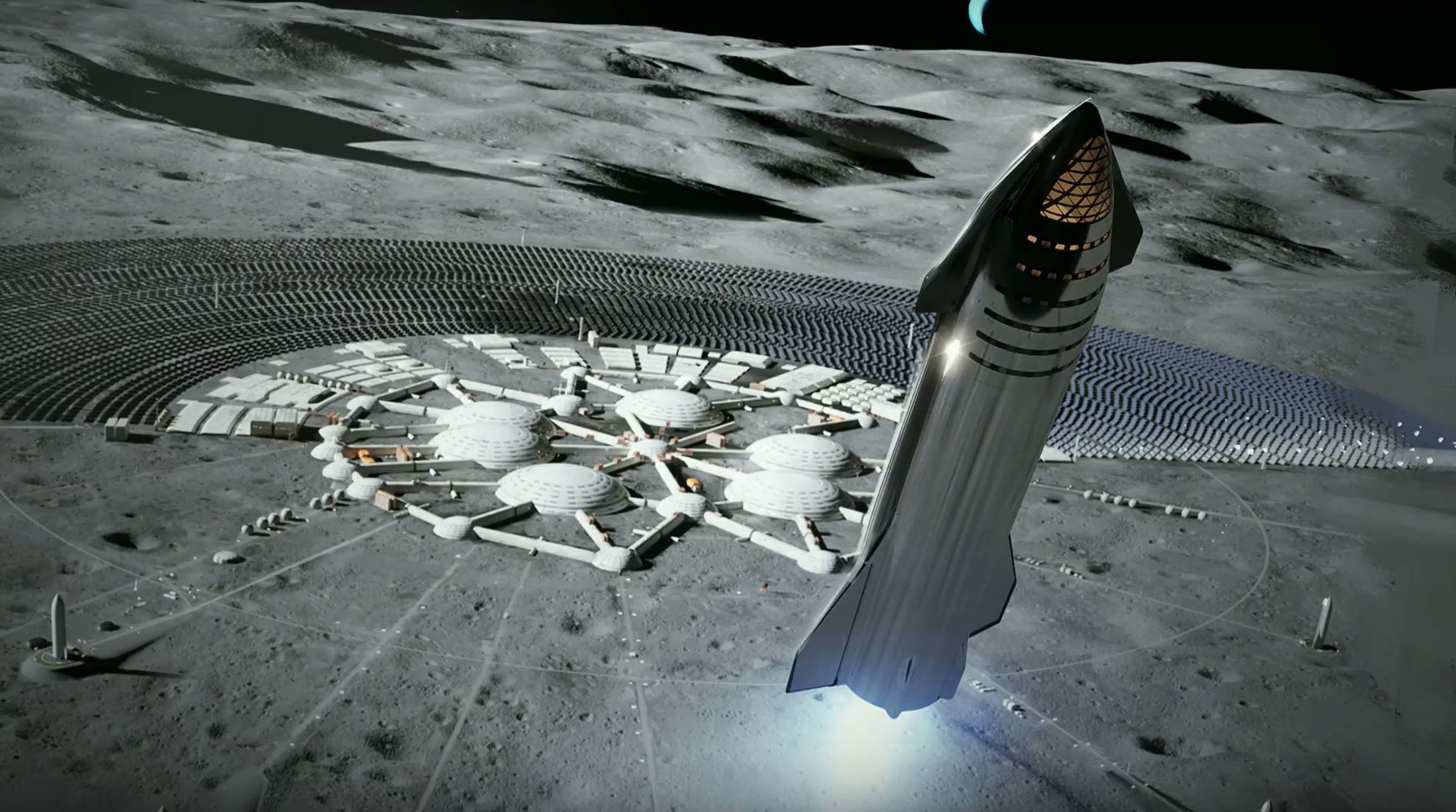 ภาพจำลองฐานบนดวงจันทร์ในอนาคต : ที่มาภาพ SpaceX