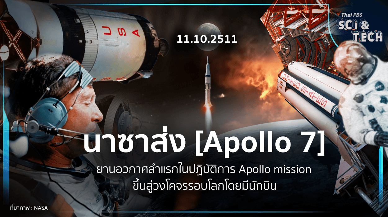 "นาซา" ส่ง “Apollo 7” ยานอวกาศลำแรกในปฏิบัติการ Apollo mission ขึ้นสู่วงโคจรรอบโลกโดยมีนักบิน
