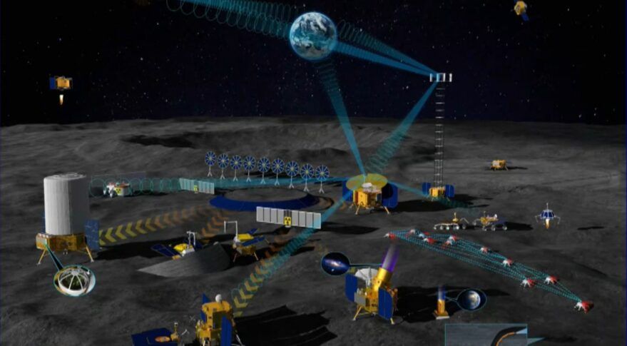 ภาพจำลอง โครงการจัดตั้งสถานีวิจัยนานาชาติบนดวงจันทร์ (International Lunar Research Station: ILRS) ภาพจาก CNSA