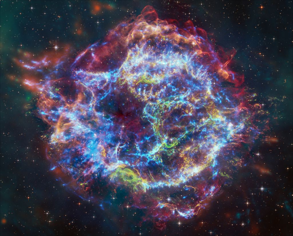 ภาพถ่ายของ Cassiopeia A จากกล้องโทรทรรศน์อวกาศ Spitzer ภาพจาก NASA
