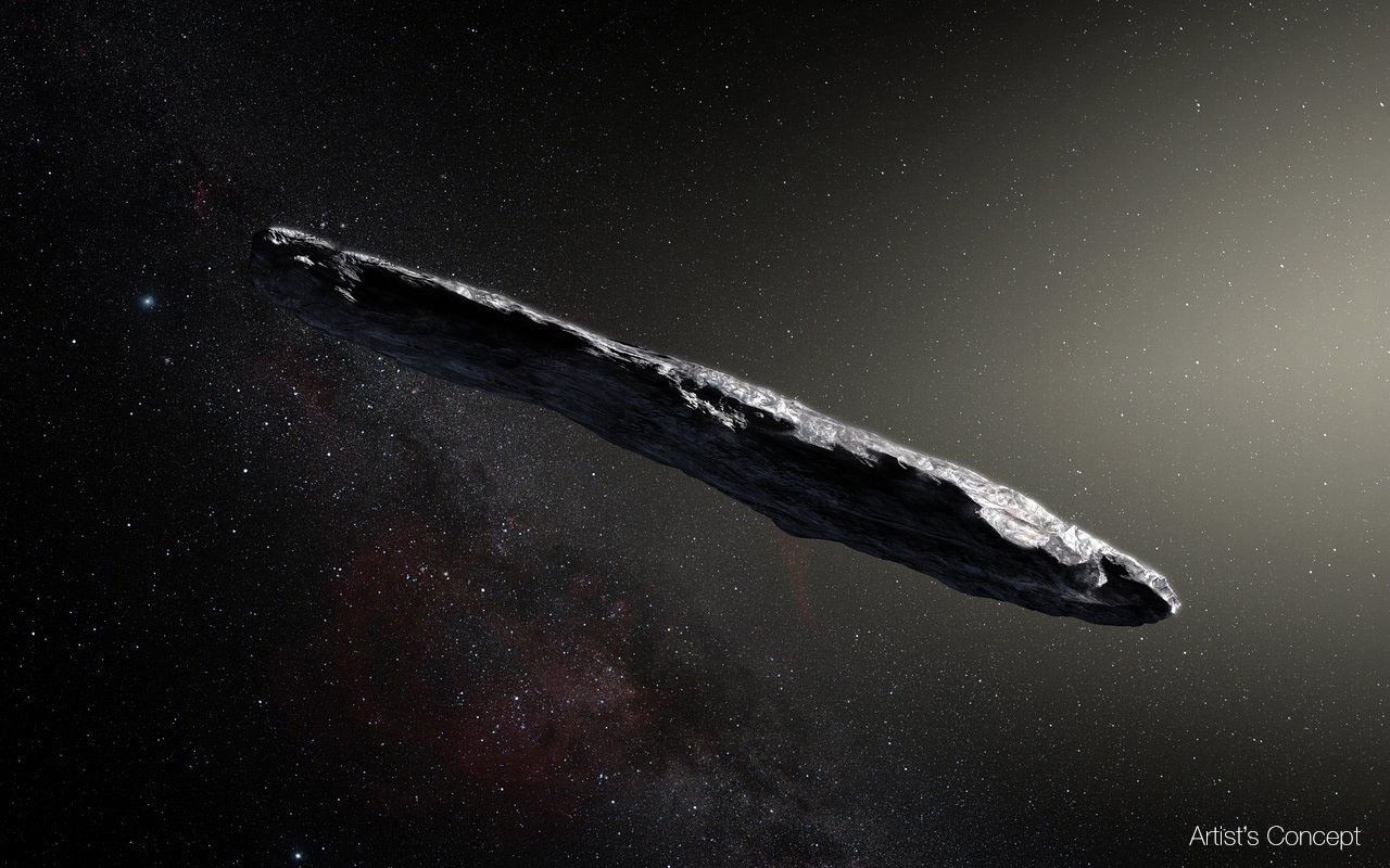 ภาพวาดของดาวหาง ʻOumuamua วัตถุจากนอกระบบสุริยะแรกที่ตรวจพบ ภาพจาก NASA