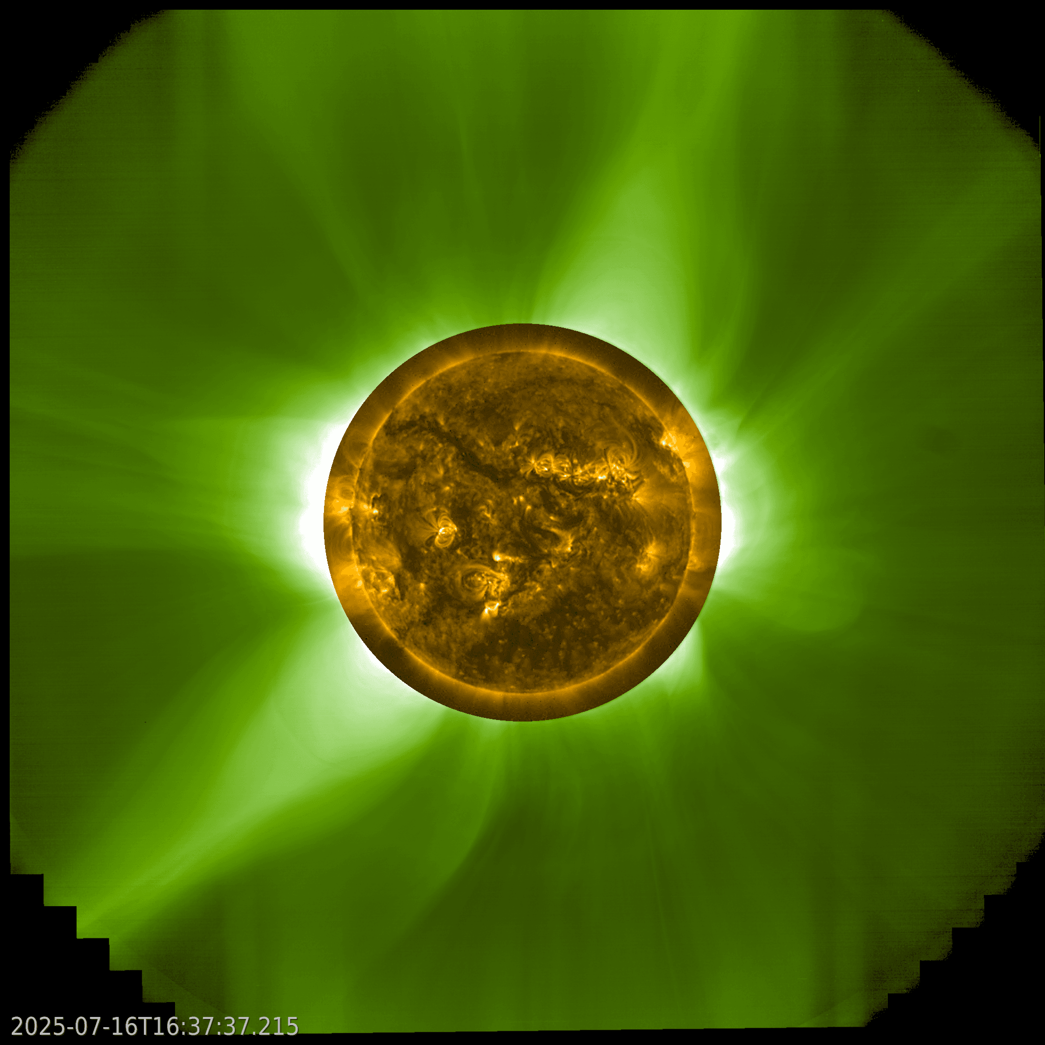 ภาพถ่ายโคโรนารอบนอกกับดวงอาทิตย์ที่ถ่ายแยกกันจากยาน Proba-3 ภาพจาก ESA