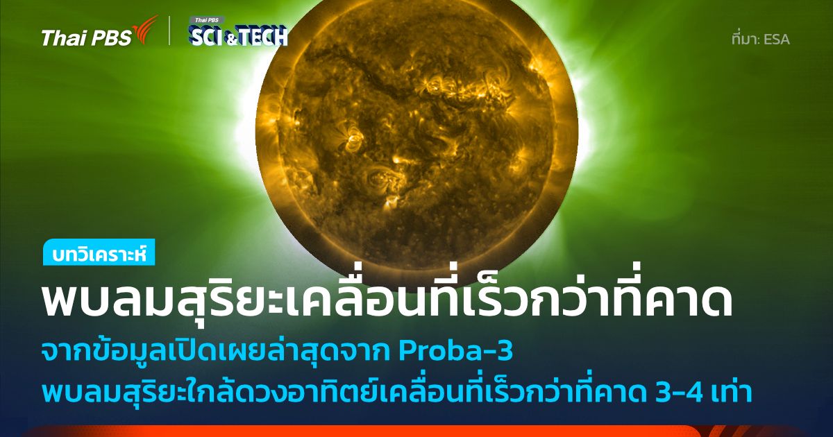 ข้อมูลวิทยาศาสตร์ชุดแรกจากภารกิจ Proba-3 พบลมสุริยะเร็วกว่าที่คาดการณ์ไว้ 3 - 4 เท่า