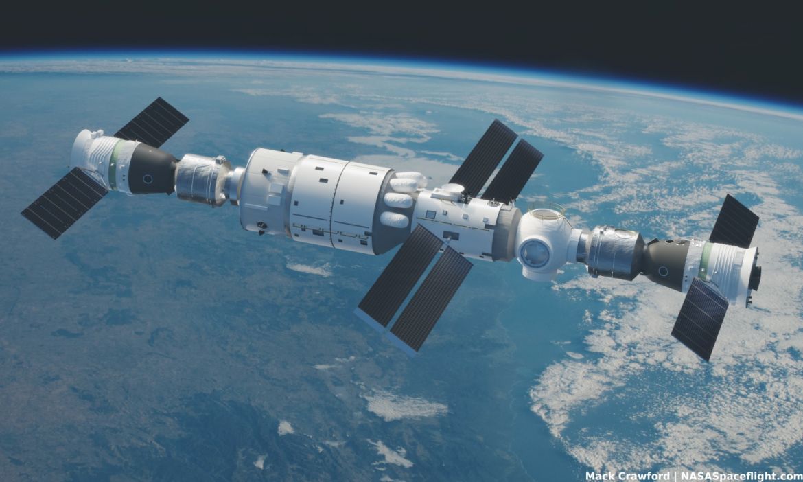 ภาพสถานีอวกาศเทียนกง (Tiangong) ภาพจาก nasaspaceflight