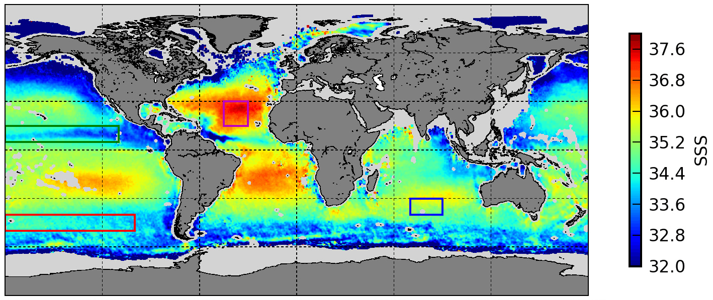 ภาพแผนภูมิความเค็มของมหาสมุทรจากข้อมูลของ SMOS ภาพจาก ESA
