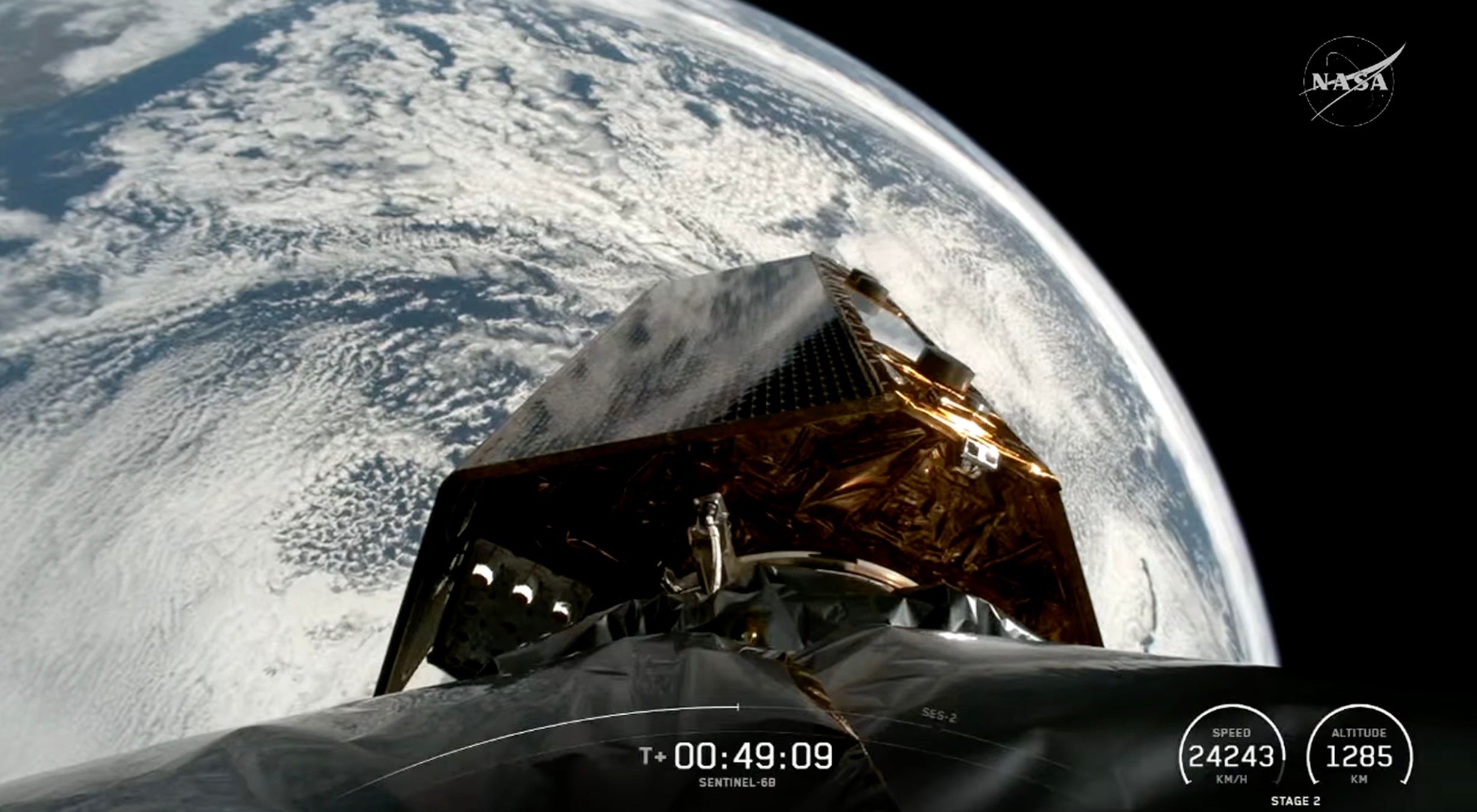 ภาพถ่ายของ Sentinel-6B ขณะกำลังถูกปล่อยออกสู่อวกาศ ภาพจาก ESA