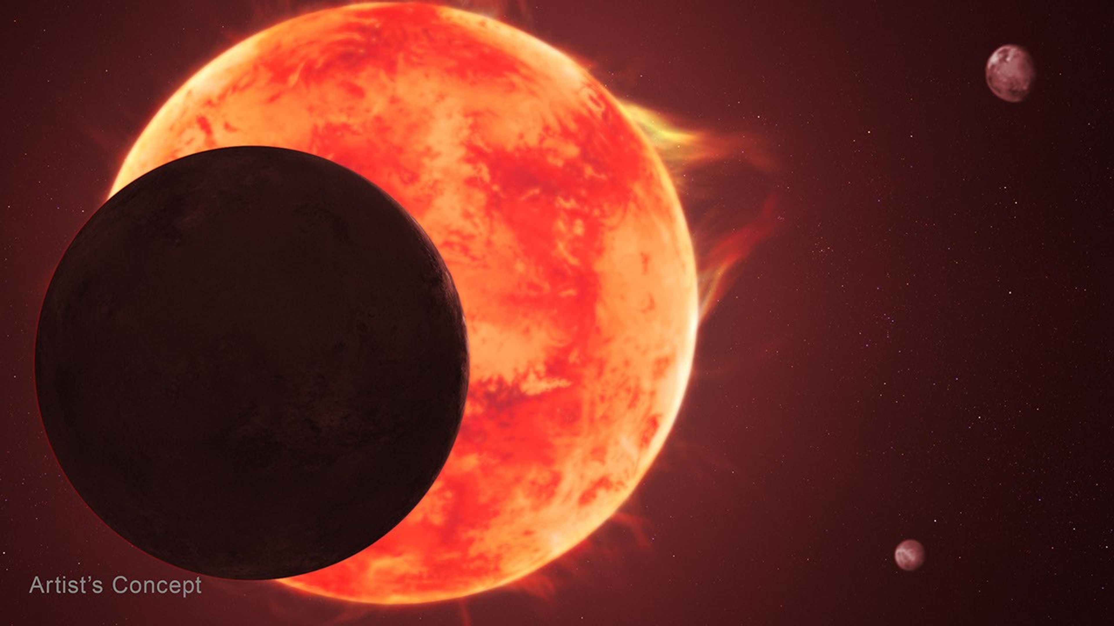ภาพวาด TRAPPIST-1 d ที่เคลื่อนผ่านดาวฤกษ์แม่ของมันเอง ภาพจาก NASA