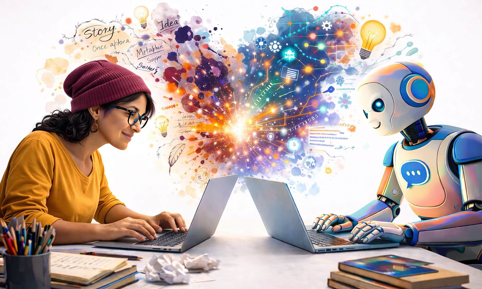  ผลการศึกษาแสดงให้เห็นว่าวิธีการกำหนดคำสั่งมีอิทธิพลอย่างมากต่อความคิดสร้างสรรค์ของ AI ภาพประกอบ - ภาพที่สร้างโดย AI ตามคำสั่งของ Karim Jerbi จากมหาวิทยาลัยมอนทรีออล