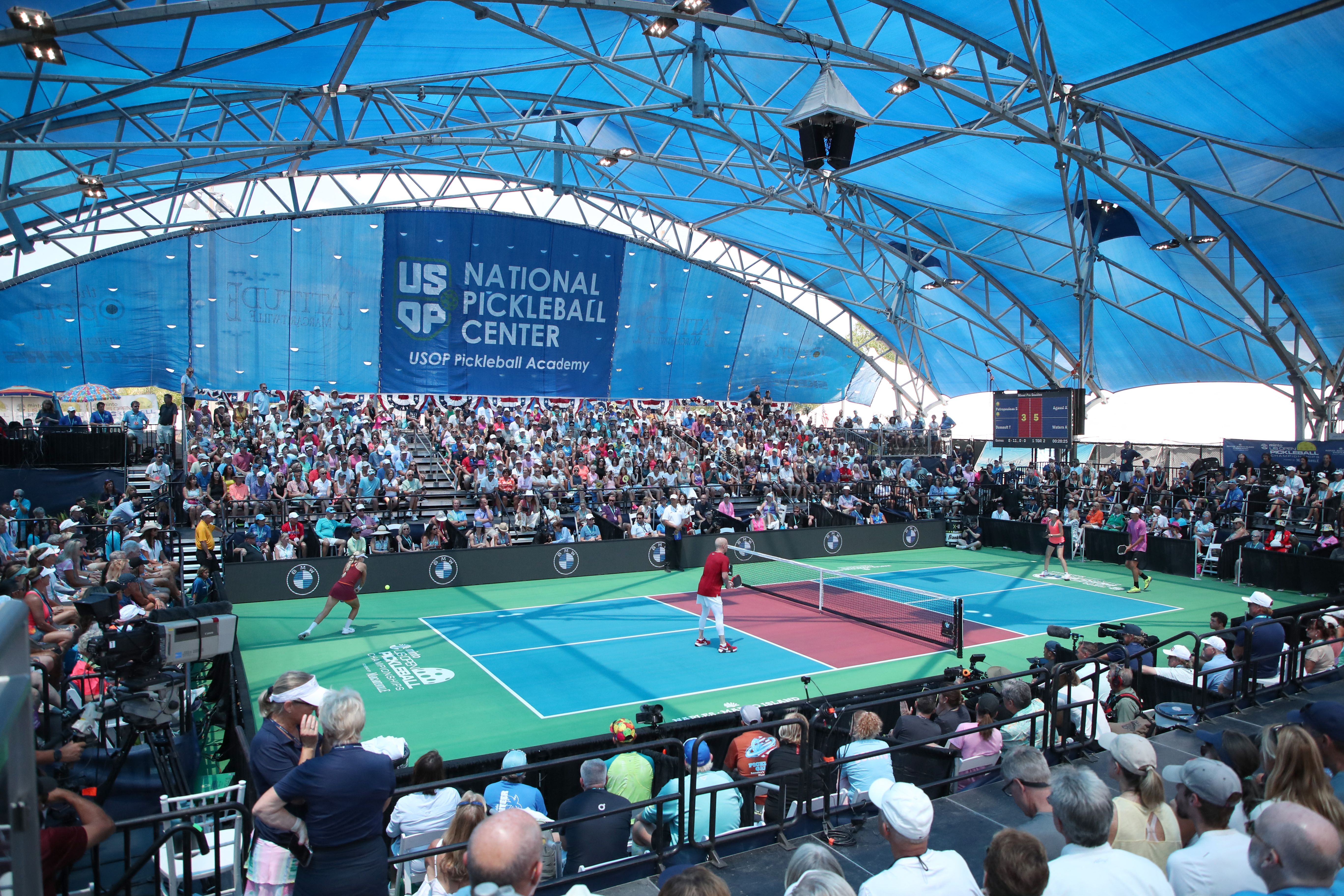 Pickleball กำลังจะได้รับการผลักดันเป็นกีฬาสาธิตในการแข่งขันโอลิมปิกปี ค.ศ. 2028 (Photo by AFP)