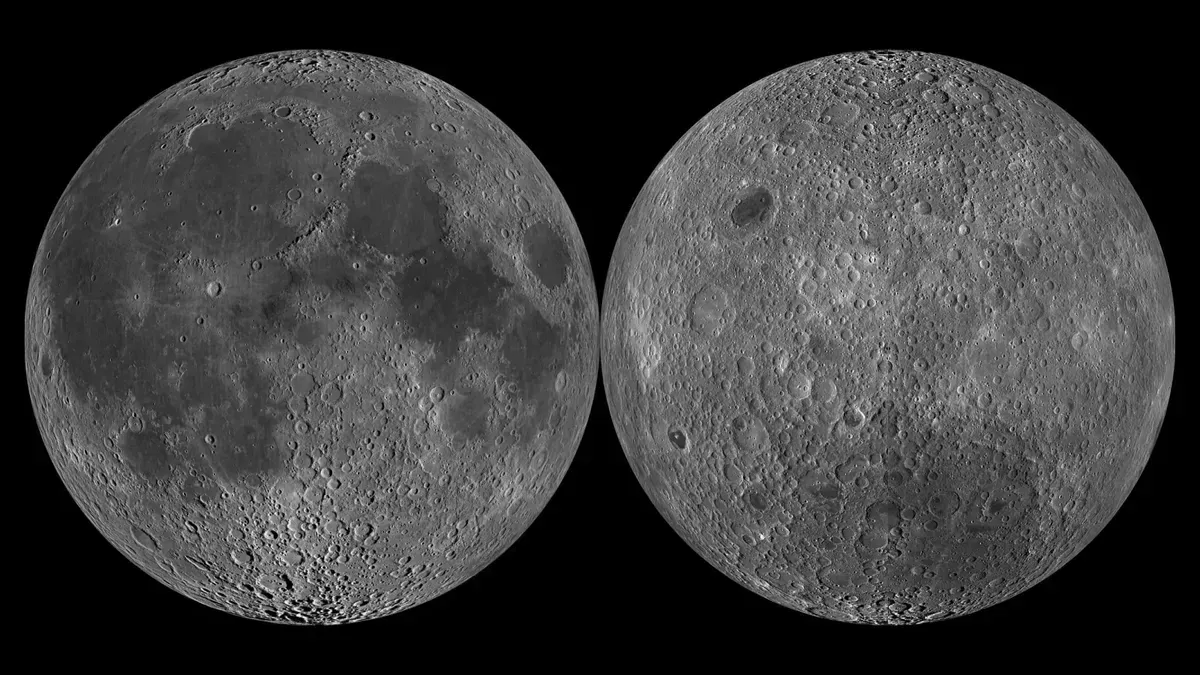 ด้านใกล้และด้านไกลดวงจันทร์ ภาพจาก NASA/GSFC/Arizona State University