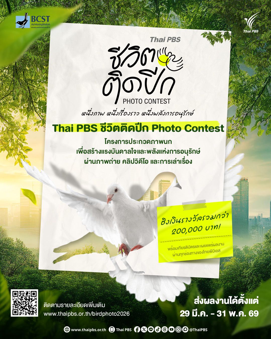 การประกวดภาพถ่ายนก 'ชีวิตติดปีก Photo Contest' จากไทยพีบีเอสและ BCST