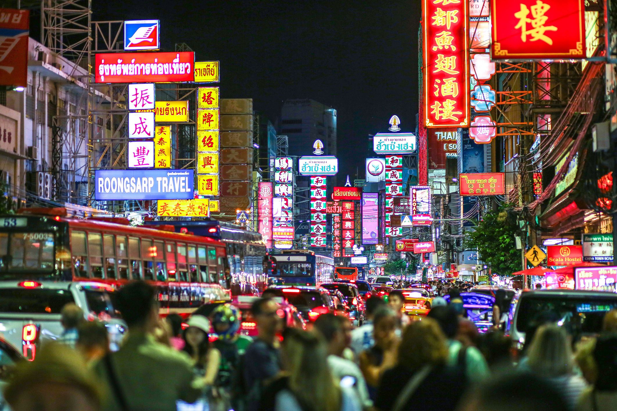 Crowed Yaowarat road, as known as "Bangkok's Chinatown"