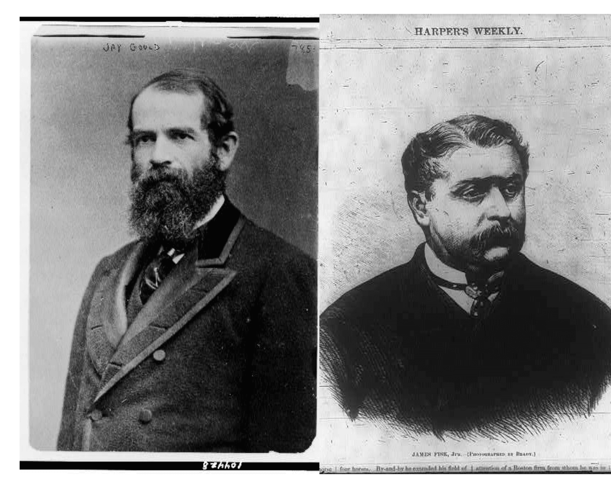 กูลด์ (ซ้าย) และฟิสก์ 2 นักการเงินผู้อยู่เบื้องหลัง Black Friday ในตลาดทอง เมื่อปี 1869 (ภาพจาก: Library of Congress)