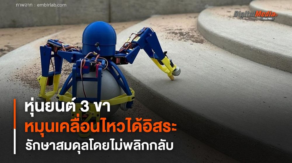 หุ่นยนต์ 3 ขา หมุนเคลื่อนไหวได้อิสระ รักษาสมดุลโดยไม่พลิกกลับ
